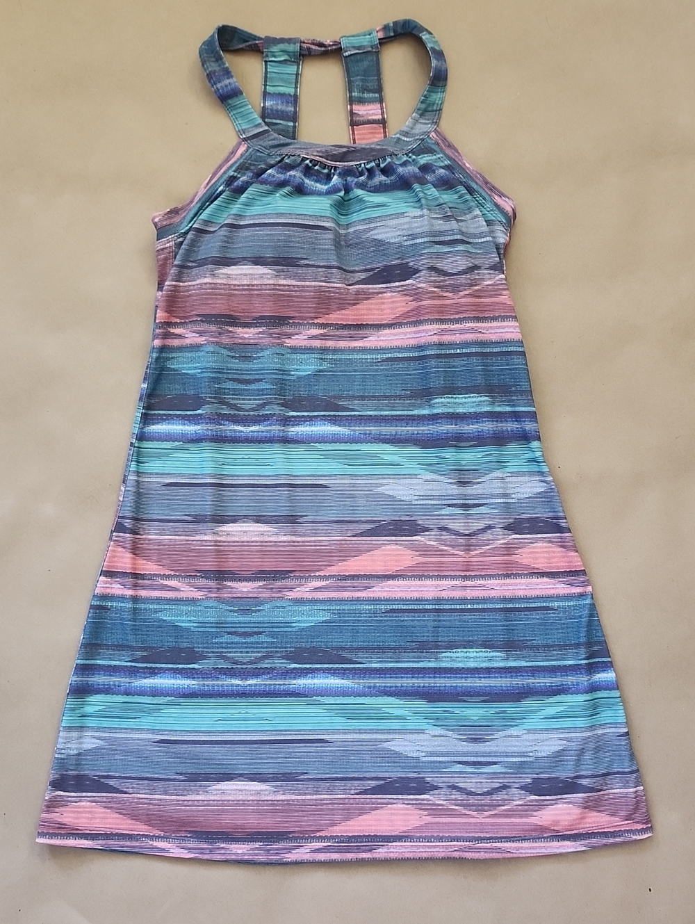 PRANA Striped Racerback Tank Dress in Teal, Navy & Pink GREAT CONDITION